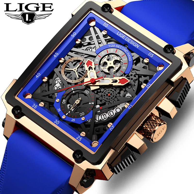Silicone Sport Band - LIGE Men's Sports Chronograph Wrist Watch