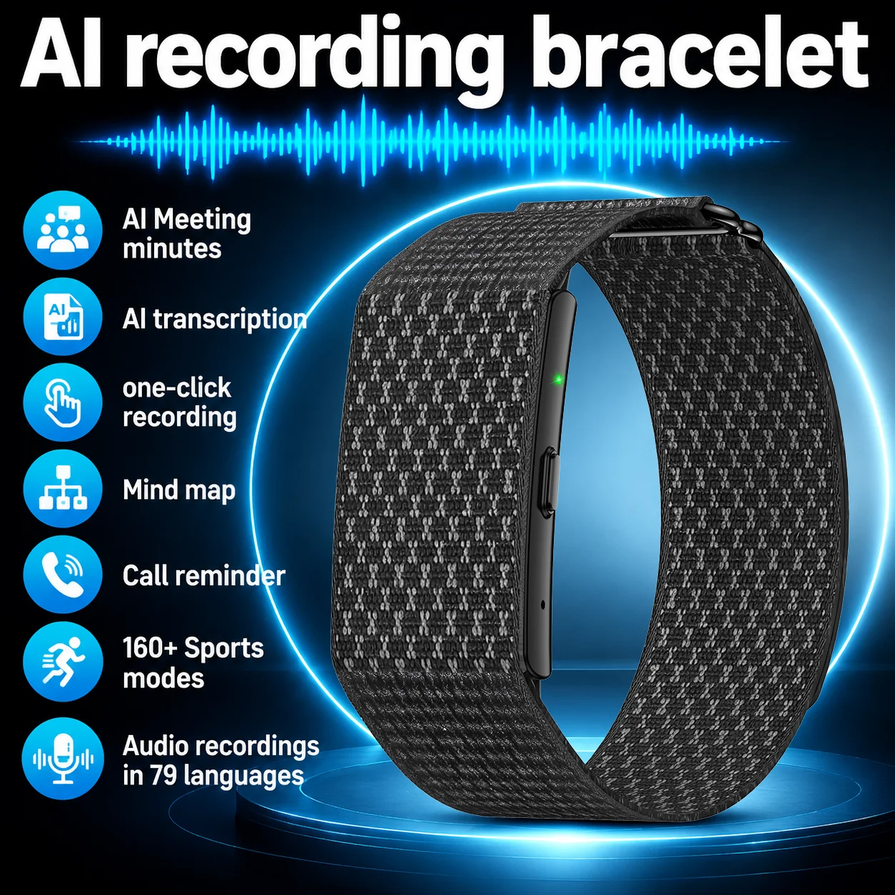 Smartwatch Noise Watches - LIGE AI Voice Recorder Watch Audio