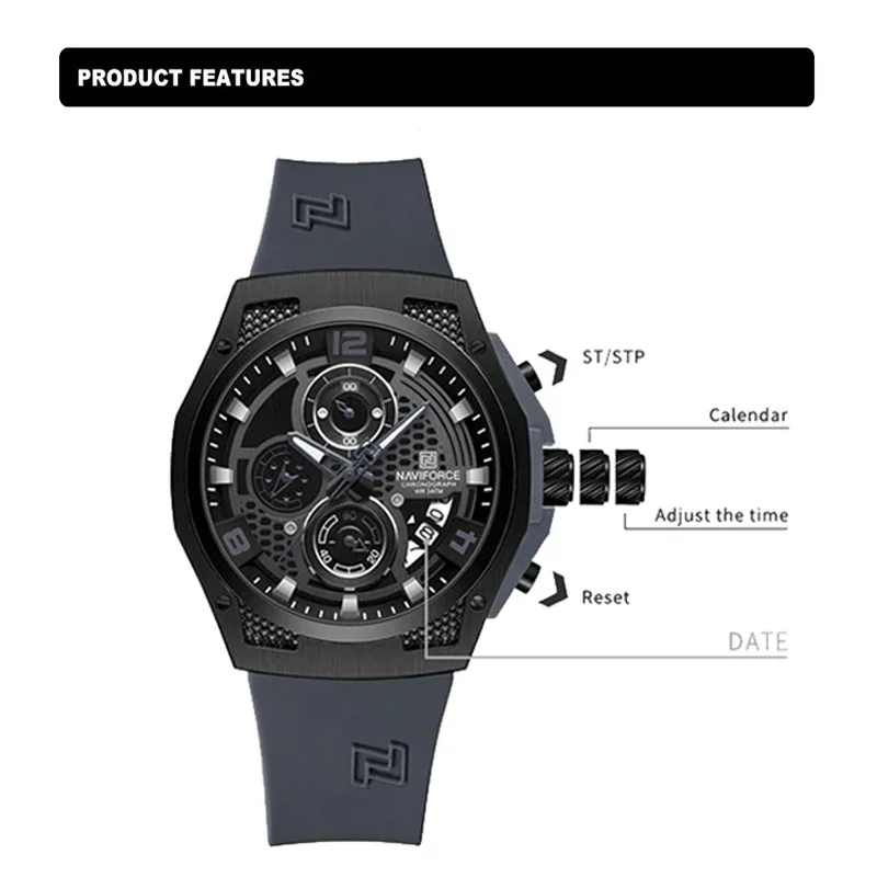 NAVIFORCE NF8051T  Luxury Desi - Silicone Sport Band review and price