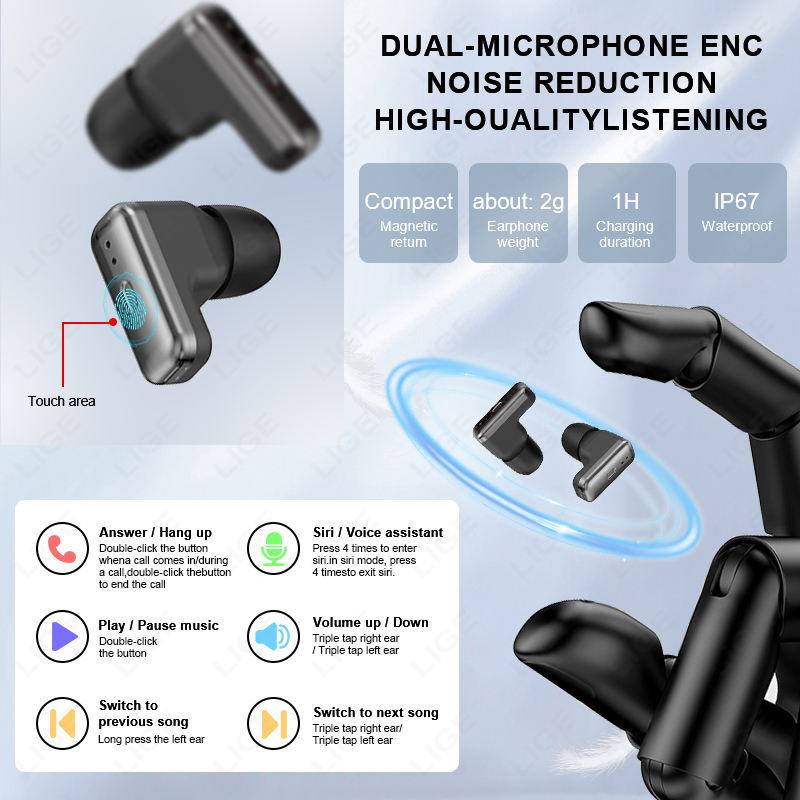 LIGE 2026 New TWS 2 in 1 Heads - Smartwatch Noise Watches review and price