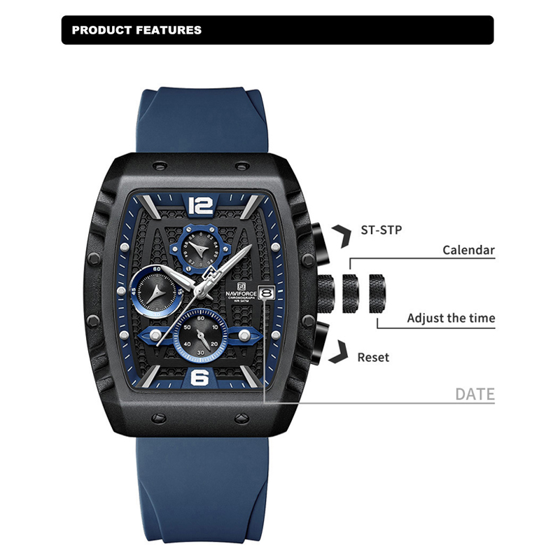 NAVIFORCE Men's Luxury Watch W - Silicone Sport Band review and price