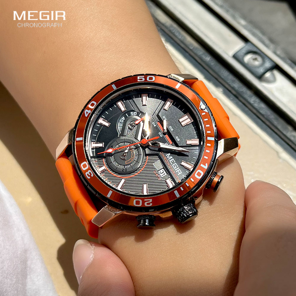 MEGIR Orange Sport Watch for M - Silicone Sport Band review and price